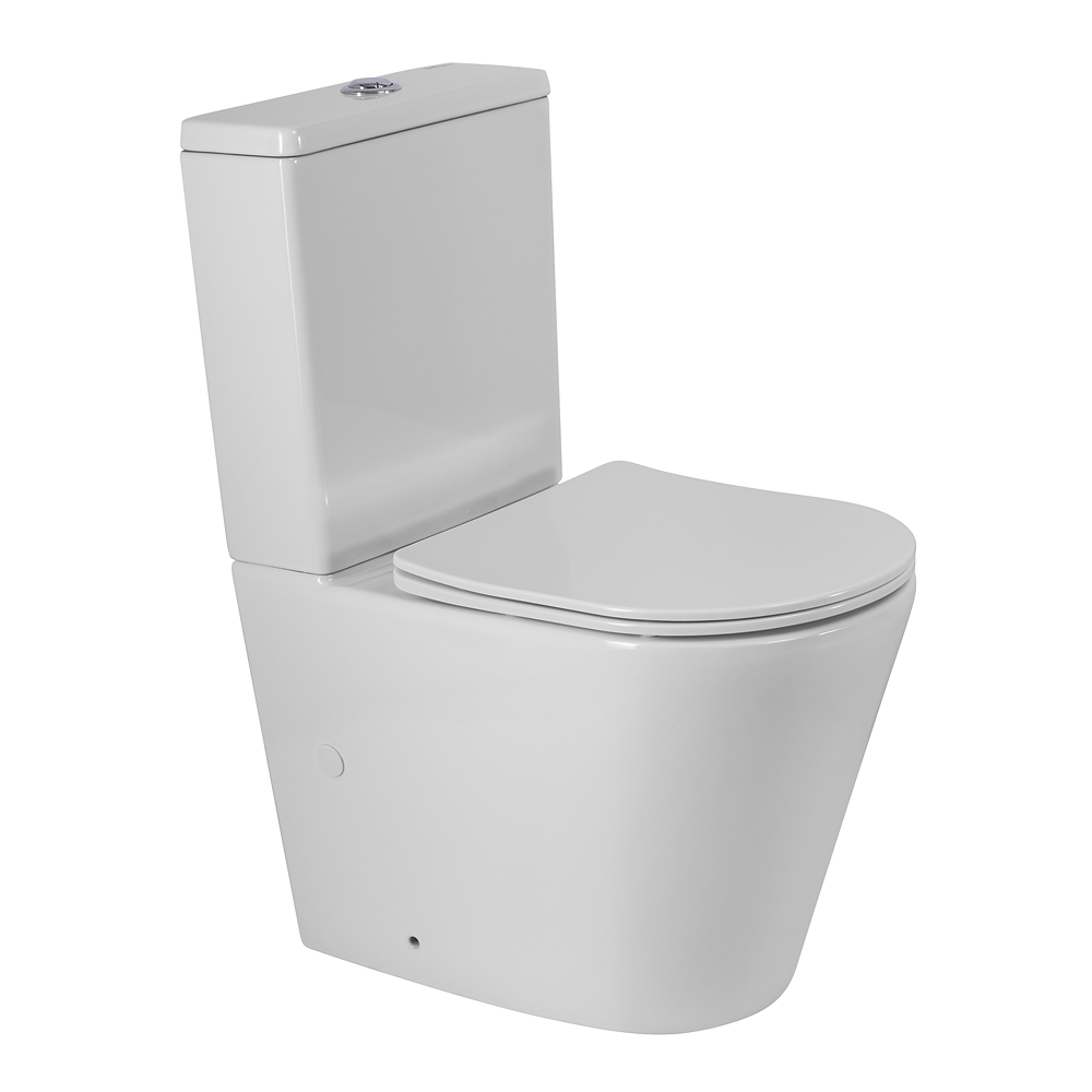Унитаз-компакт безободковый с сиденьем и смывом TORNADO BelBagno FLAY-R BB2149CP-TOR/SC + BB2149T