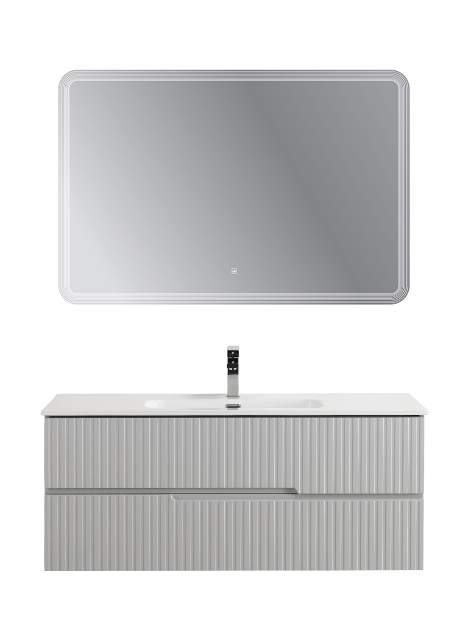Тумба подвесная CEZARES DUET-N-1200-2C-SO-GPR-P с раковиной CZR-8095-120, серый жемчужный