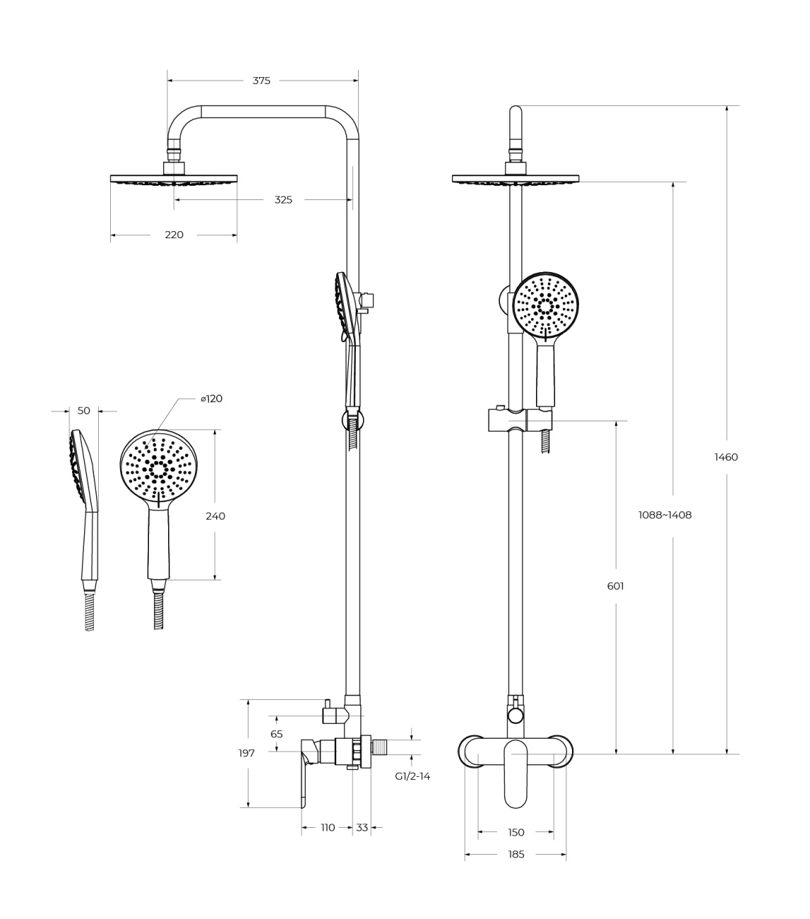 Душевая стойка со смесителем CEZARES STYLUS-CD-NOP