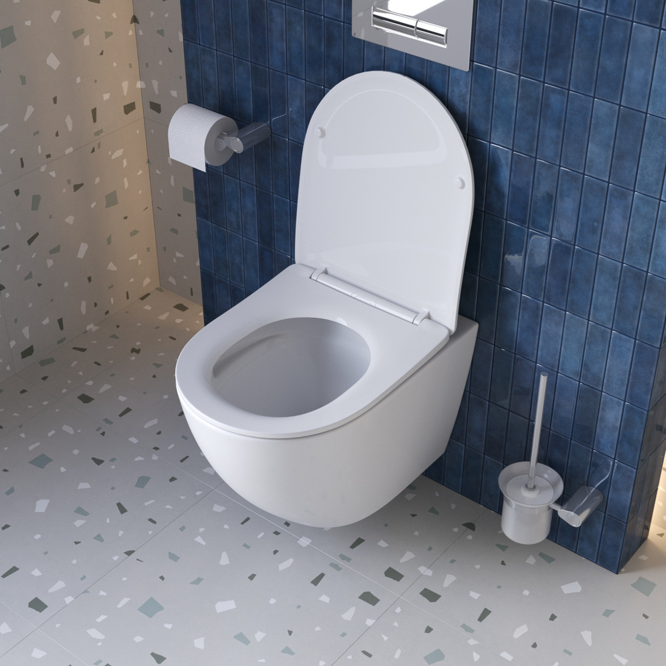 Унитаз подвесной безободковый с сиденьем и смывом TORNADO BelBagno SFERA-TOR BB046CH-TOR/SC