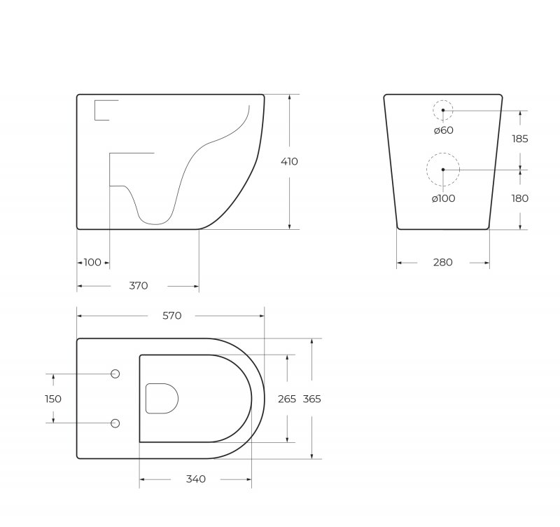 Приставной унитаз BelBagno SFERA-TOR BB2141CB-TOR/SC безободковый с сиденьем и смывом TORNADO 