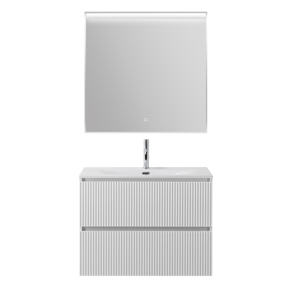 Тумба с раковиной подвесная BelBagno UNO-800-2C-SO-BO Bianco Opaco, раковина белая BB-8099-80