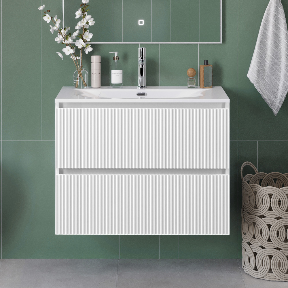 купить Тумба с раковиной подвесная BelBagno UNO-MINI-800-2C-SO-BO Bianco Opaco, раковина белая BB-8099-3-80 