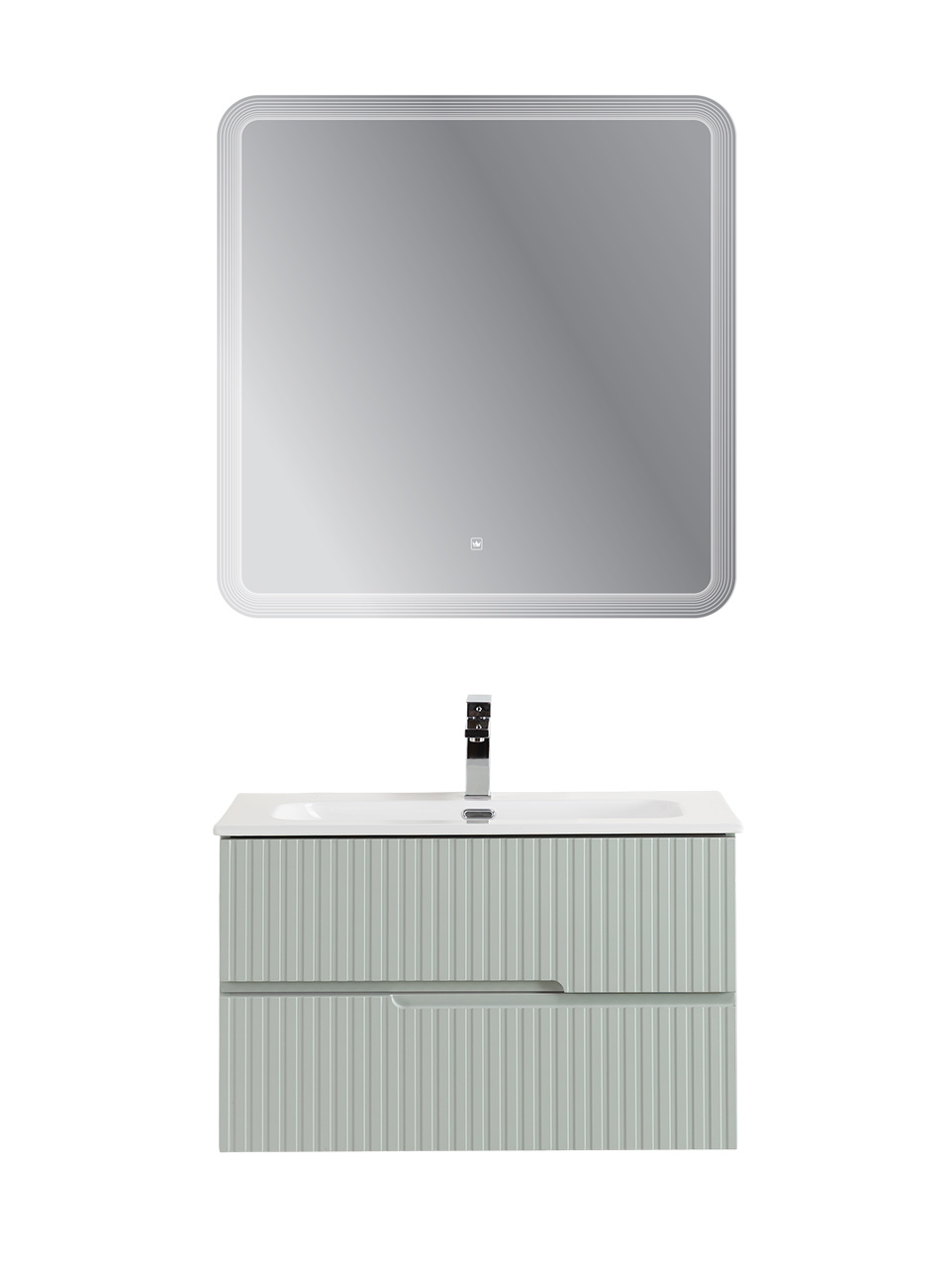 Тумба подвесная CEZARES DUET-N-800-2C-SO-VPR-P с раковиной CZR-8073-80, зеленый жемчужный