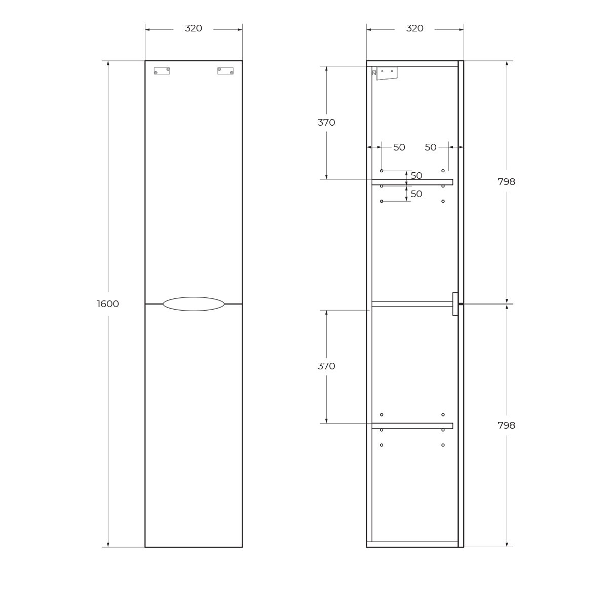 Шкаф-пенал подвесной  BelBagno ACQUA-1600-2A-SC-CVG-P