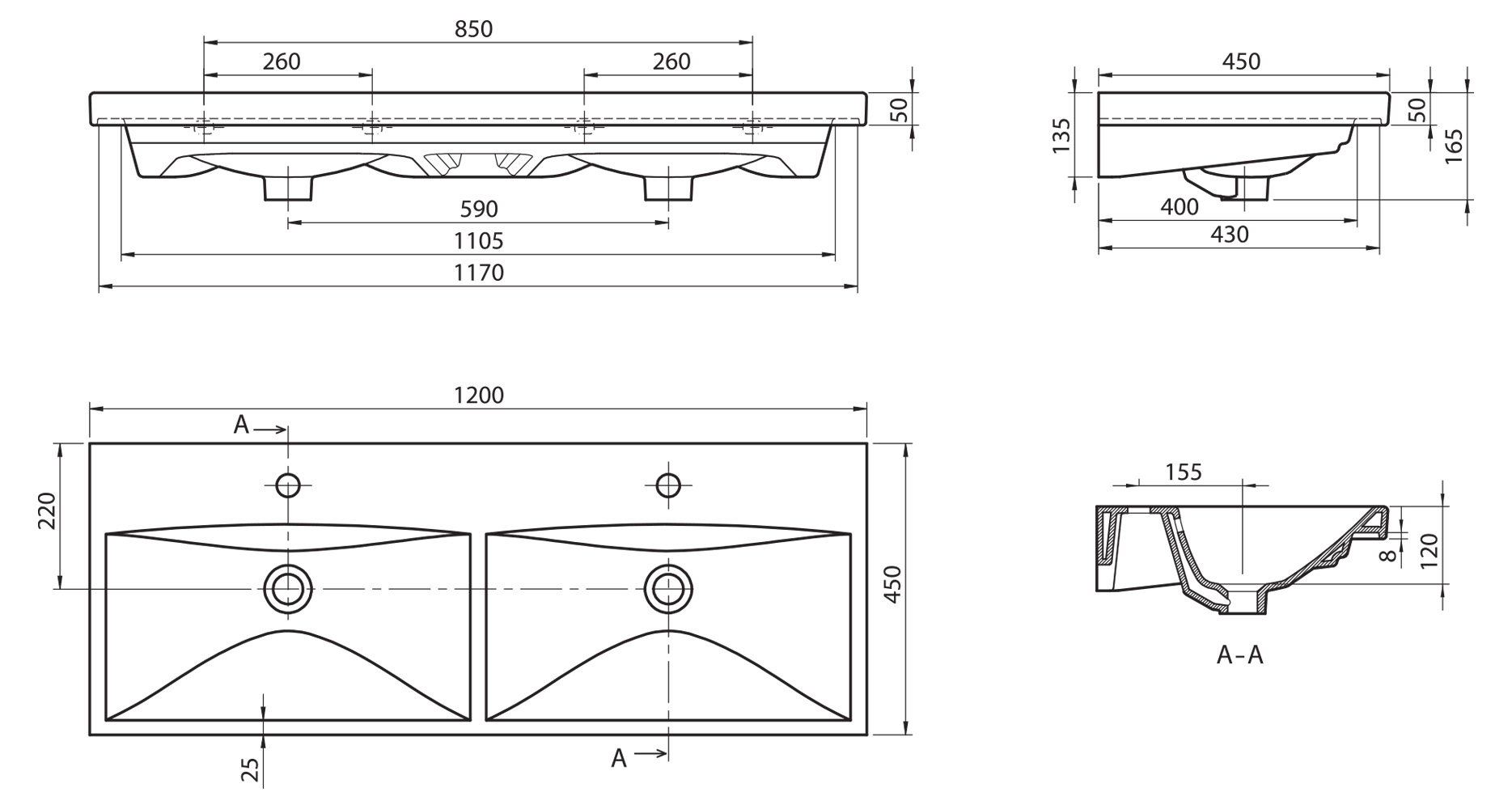 Керамическая раковина Belbagno BB-0325-120-2-LVB