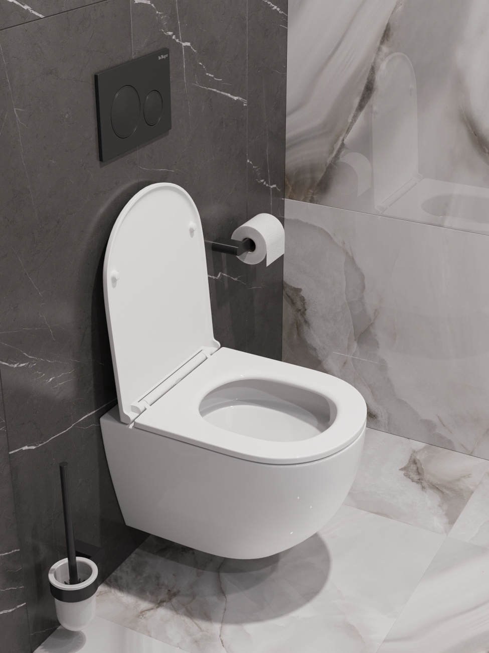 Унитаз подвесной BelBagno COMPATTO BB003CH-TOR/SC безободковый с сиденьем и смывом TORNADO 