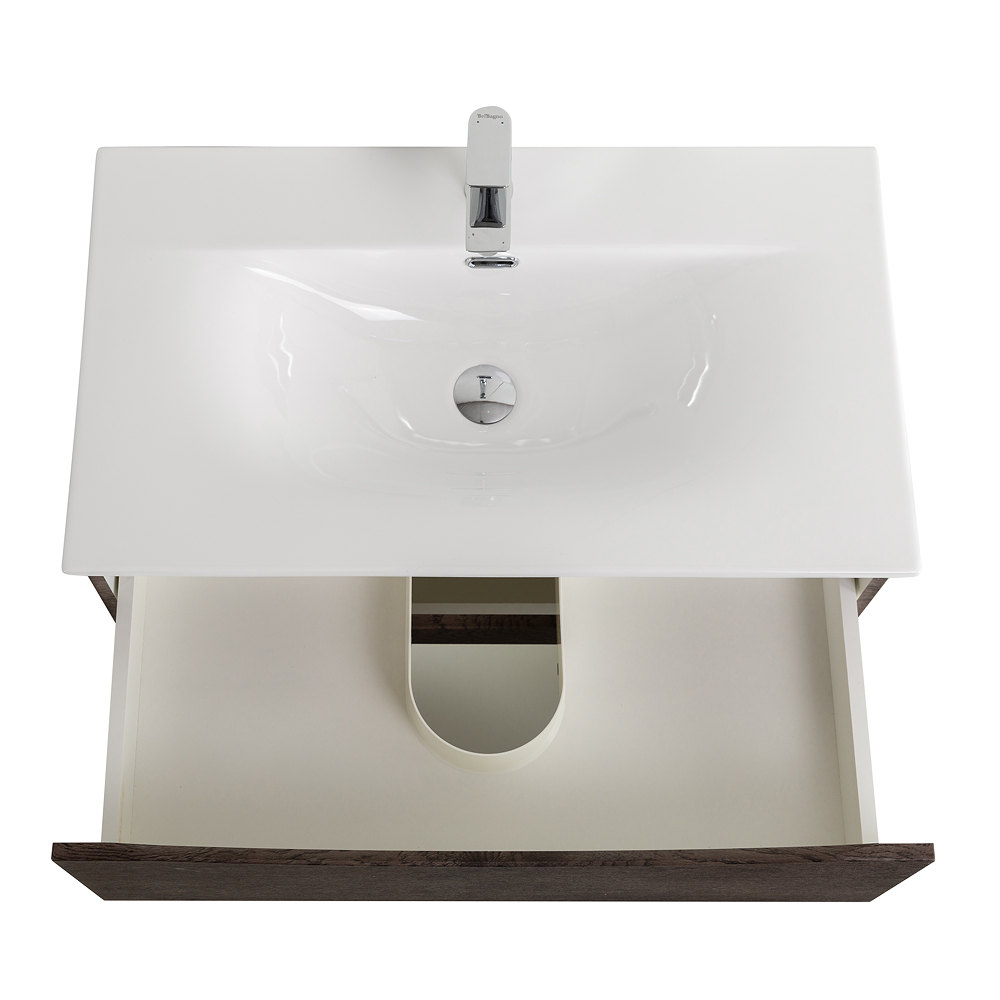 Тумба с раковиной подвесная BelBagno MARINO-CER-N-800-2C-SO-RNG-P Rovere Nature Grigio, раковина белая BB-8099-80