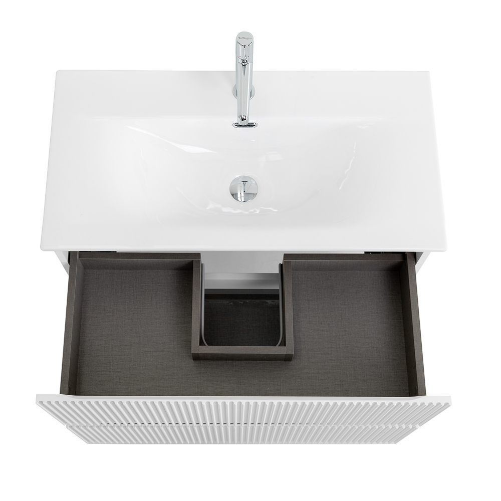 Тумба с раковиной подвесная BelBagno UNO-MINI-1000-2C-SO-BO Bianco Opaco, раковина белая BB-8099-3-100