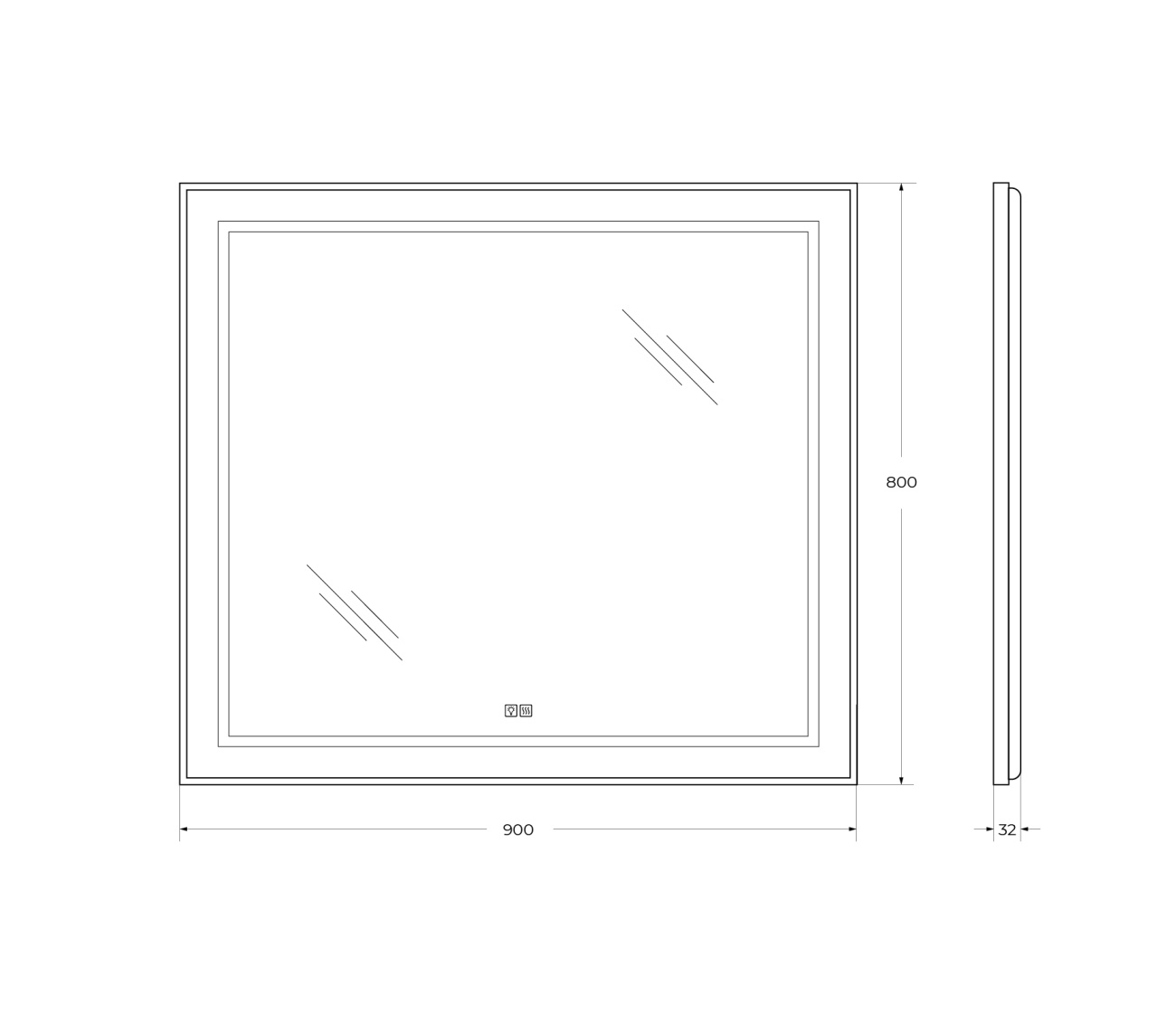 Зеркало BelBagno SPC-KRAFT-900-800-TCH-WARM