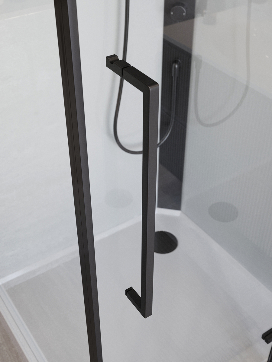 Душевая кабина BelBagno UNO-CAB-A-1-90-C-NERO-Bi-TOP-L, левосторонняя