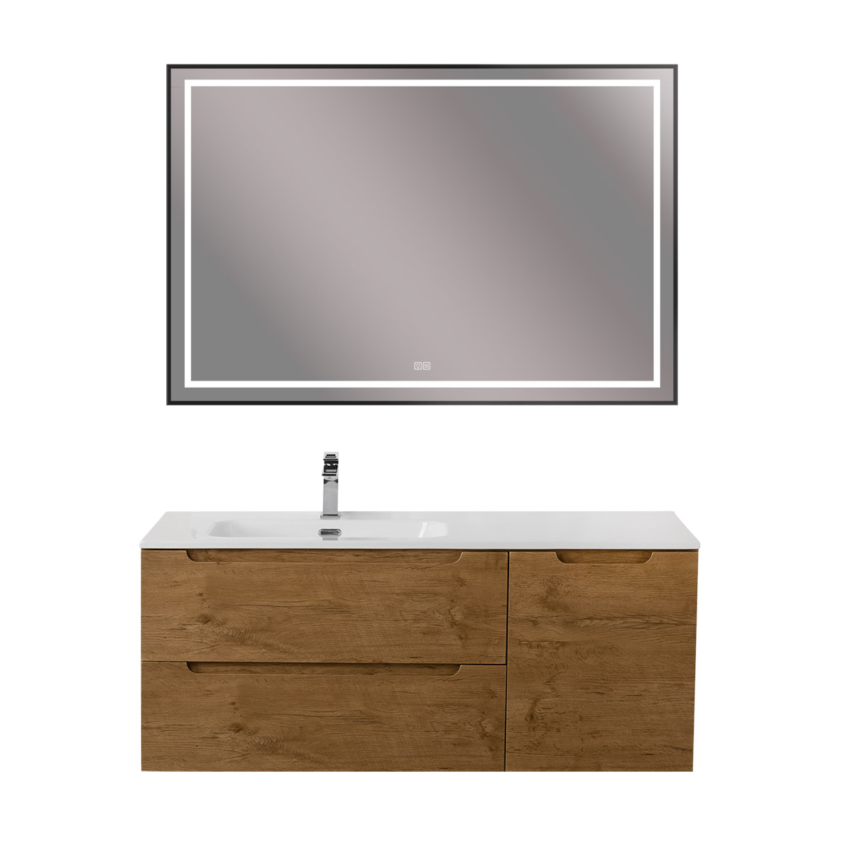 Подвесная тумба с раковиной BelBagno ETNA 120 Rovere Nature левая, ETNA-1200-2C-1A-SO-RN-L + BB1200ETL-L
