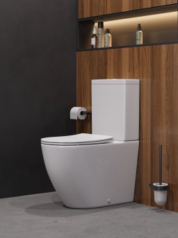 Унитаз-компакт CEZARES STYLUS CZR-538-CP-TOR/SC безободковый с сиденьем и смывом TORNADO