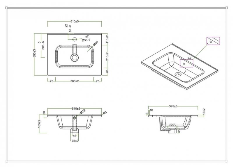 Тумба подвесная с раковиной BelBagno KRAFT 39-500/390-2C-SO-CG