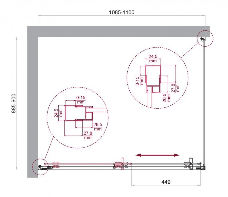 Душевой уголок BelBagno LUCE-AH-1-110/90-C-Cr