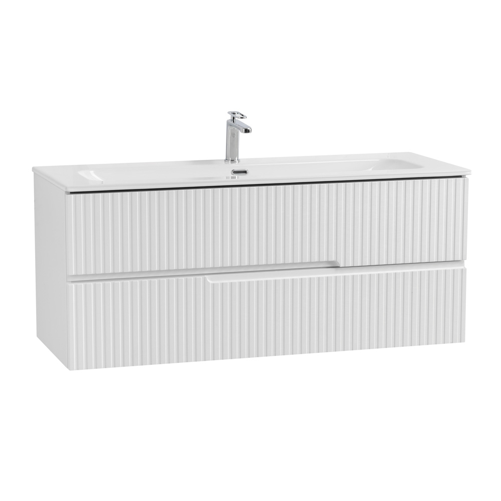 Тумба подвесная CEZARES DUET-N-1200-2C-SO-BO с раковиной CZR-8073-120, белый матовый