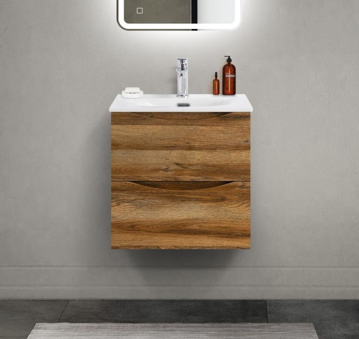 купить Тумба с раковиной подвесная BelBagno MARINO-CER-MINI-500-2C-SO-RR-P Rovere Rustico, раковина белая BB-8099-3-50 