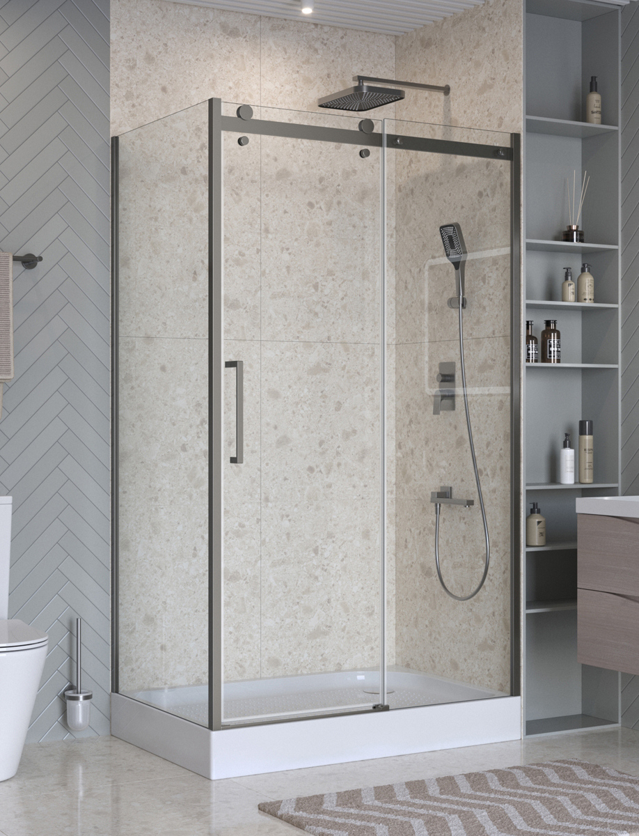 купить Душевой уголок BelBagno MARINO-2-AH-1-140/80-C-GM 140х80см профиль оружейная сталь, стекло прозрачное 