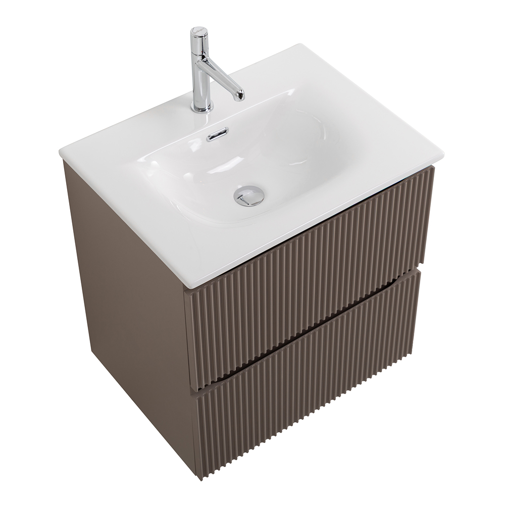 Тумба с раковиной подвесная BelBagno UNO-MINI-600-2C-SO-СO Бежевый матовый, раковина белая BB-8099-3-60