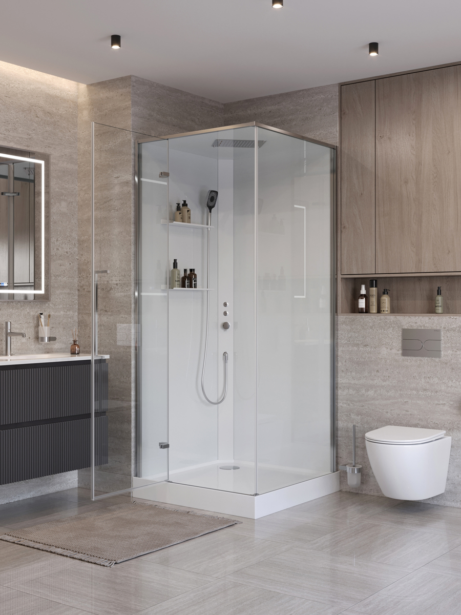 Душевая кабина BelBagno UNO-CAB-A-1-90-C-Cr-Bi-TOP-L, левосторонняя