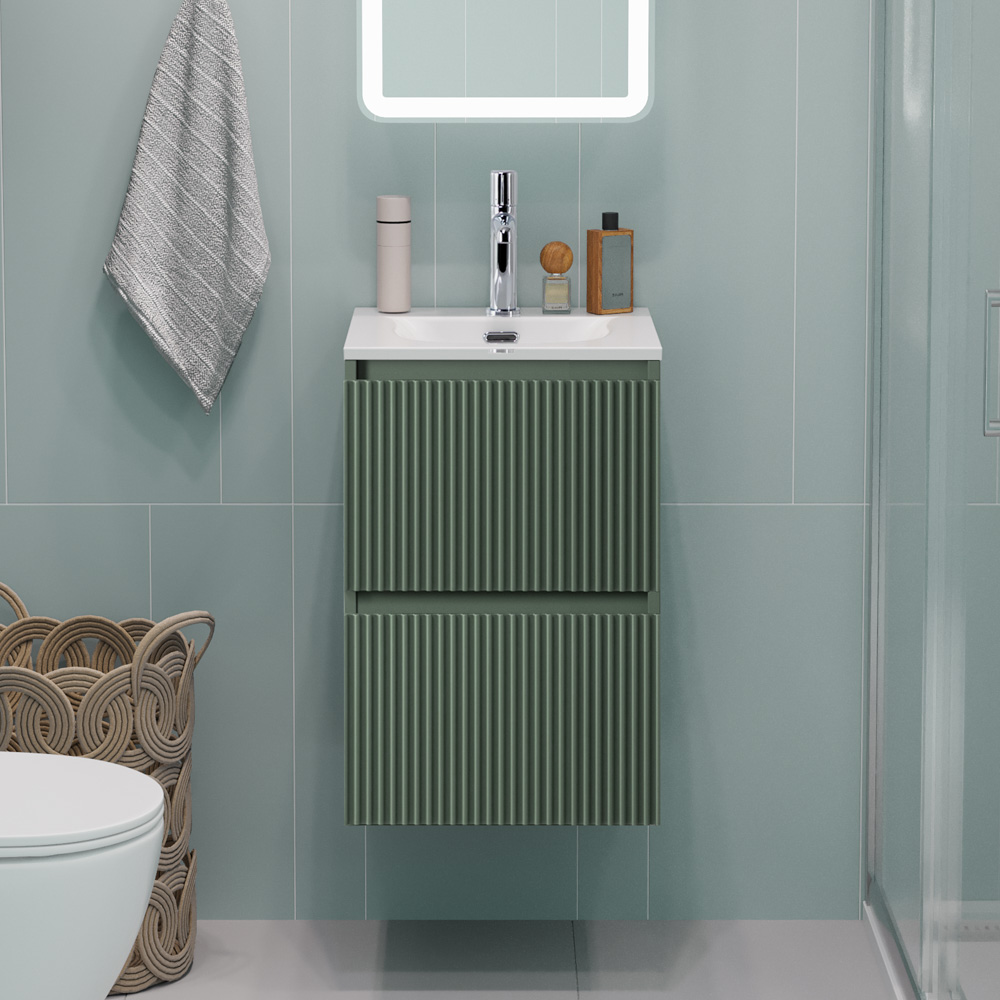 купить Тумба с раковиной подвесная BelBagno UNO-MINI-400-2C-SO-VO Еловый матовый, раковина белая BB-8099-3-40 