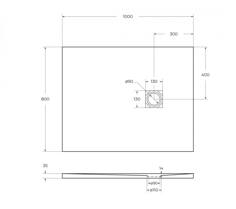 Поддон из искусственного мрамора Belbagno TRAY-MR-UNO-AH-100/80-35-W-CR