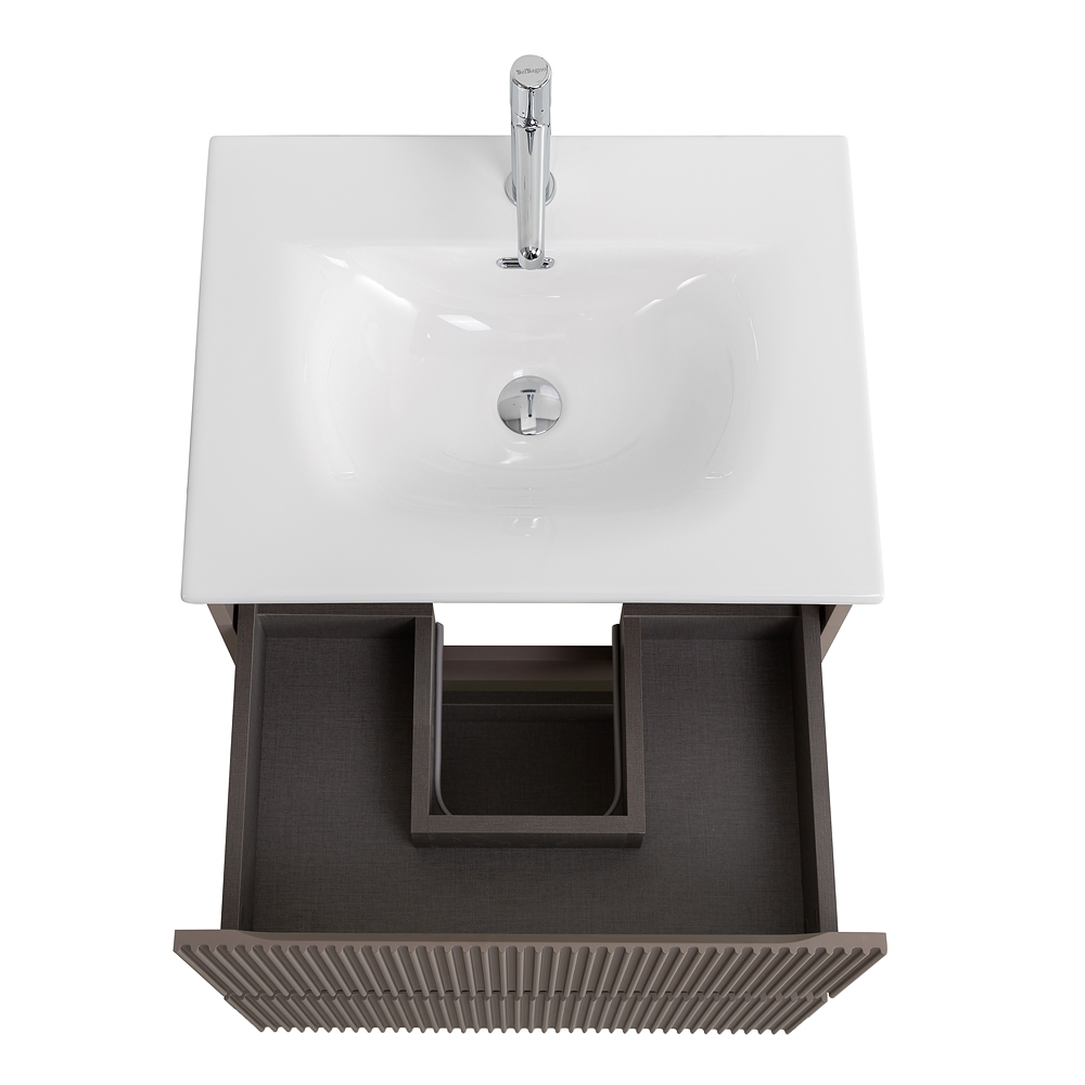 Тумба с раковиной подвесная BelBagno UNO-MINI-600-2C-SO-СO Бежевый матовый, раковина белая BB-8099-3-60