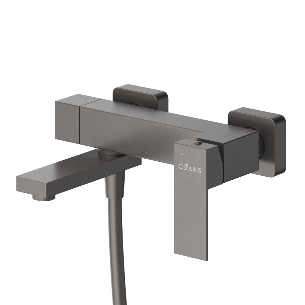 Смеситель CEZARES SLIDER-VD-GM для ванны и душа с поворотным изливом, с ручным душем, шлангом и держателем