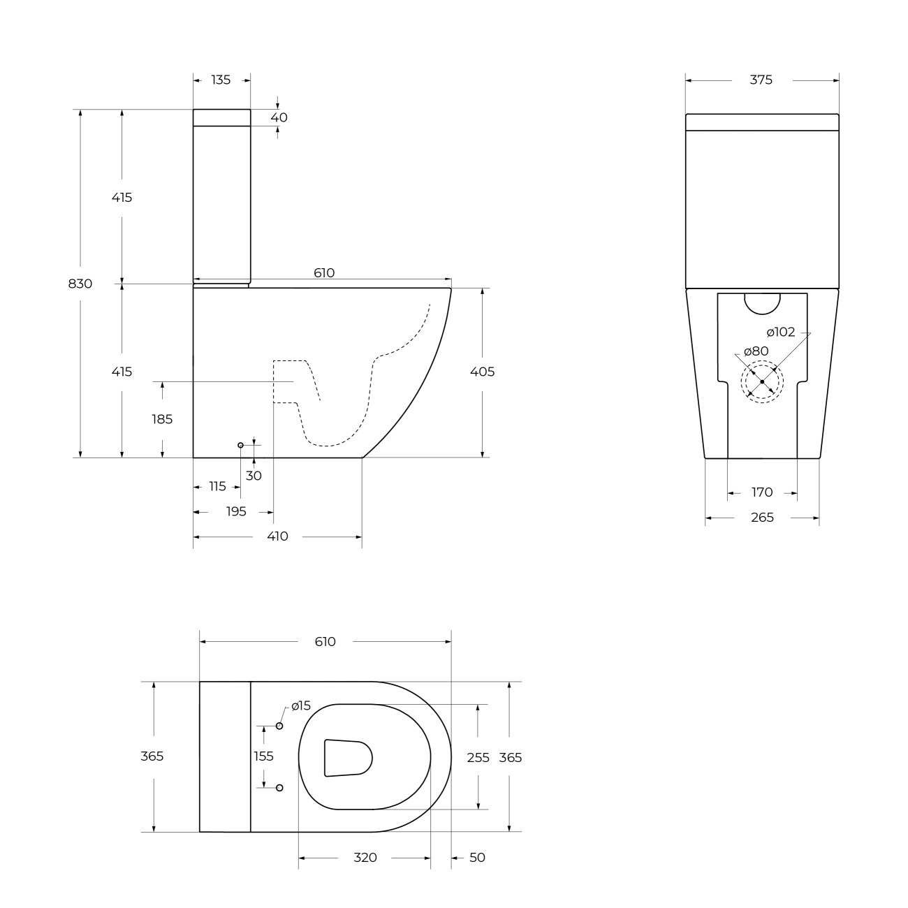 Унитаз-компакт CEZARES STYLUS безободковый CZR-152-CPR с бачком CZR-151-T и крышкой CZR-2316-SC