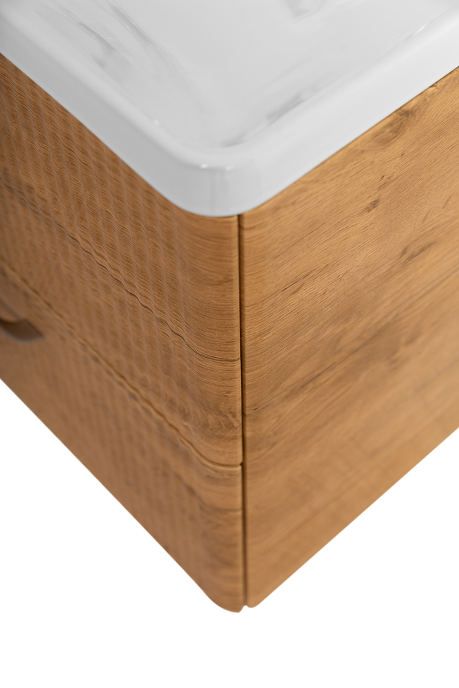 Тумба подвесная с раковиной Belbagno DUE 50 см Rovere Nature DUE-500-2C-SO-RN-P + BB-8076-3-50
