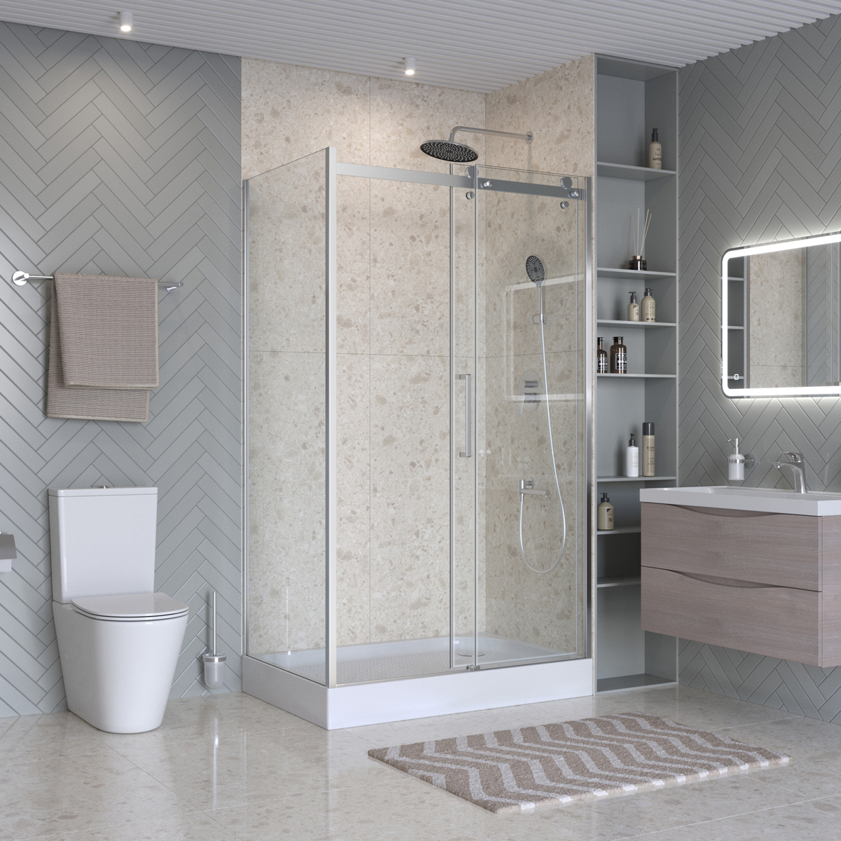 Душевой уголок BelBagno MARINO-2-AH-1-140/100-C-CR 140х100см профиль хром, стекло прозрачное