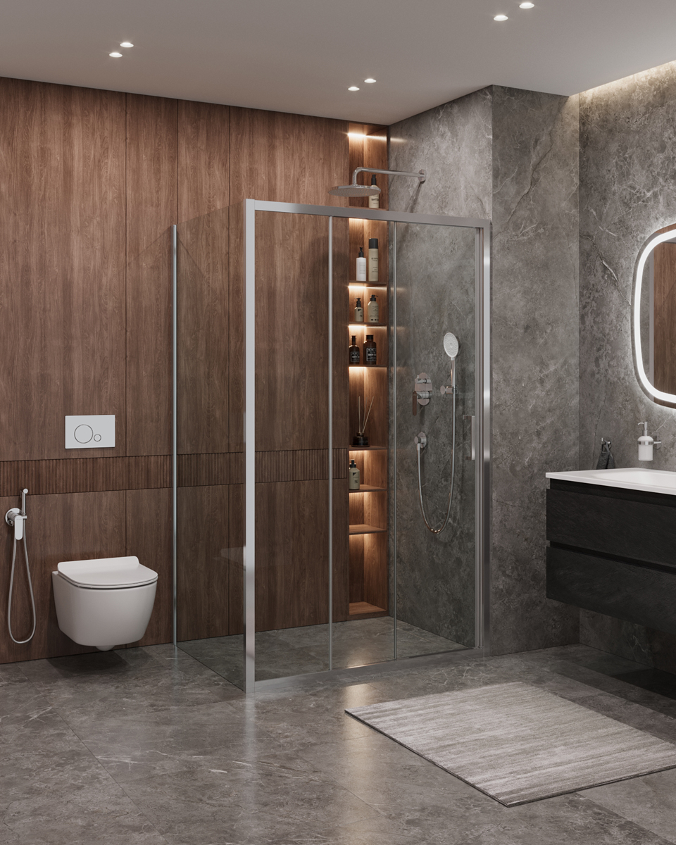 Душевой уголок Cezares MOLVENO-AHF-31-120/90-C-CR-IV, 120х90х195, профиль хром, стекло прозрачное