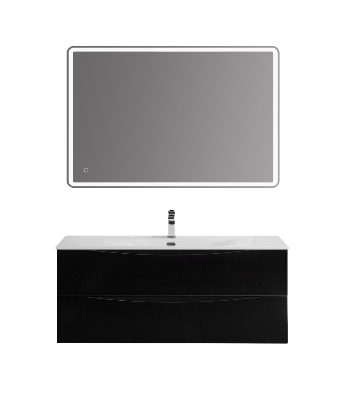 Тумба с раковиной подвесная BelBagno MARINO-CER-N-1200-2C-SO-NL-P Nero Lucido, раковина белая BB-8099-120