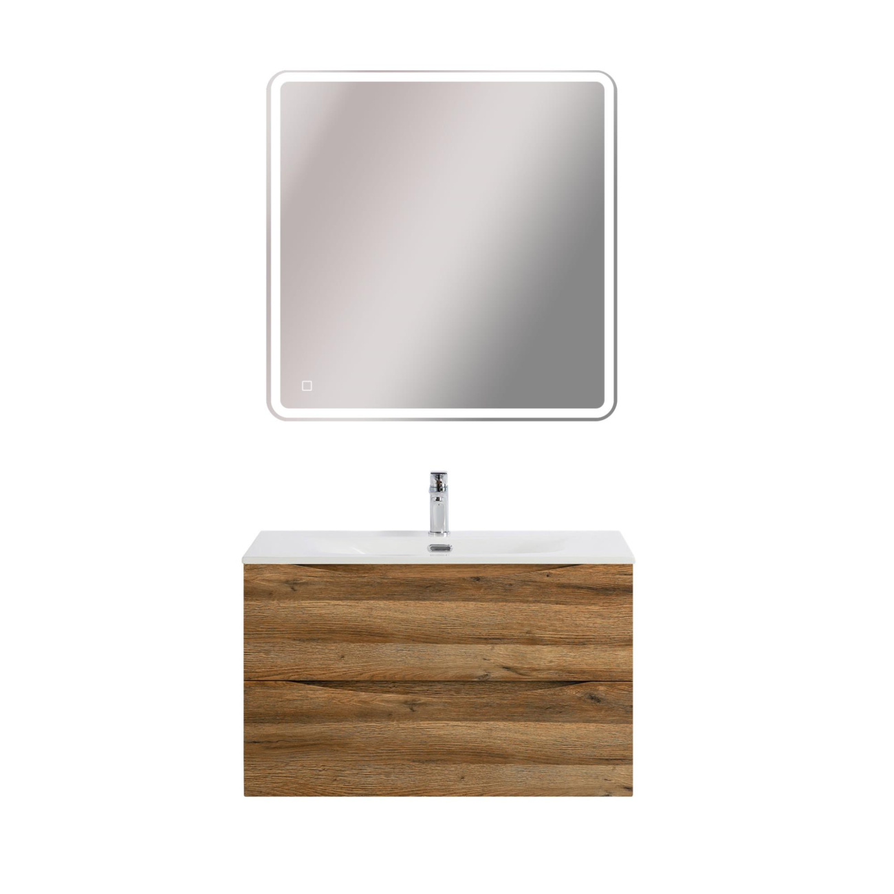 Тумба с раковиной подвесная BelBagno MARINO-CER-N-900-2C-SO-RR-P Rovere Rustico, раковина белая BB-8099-90
