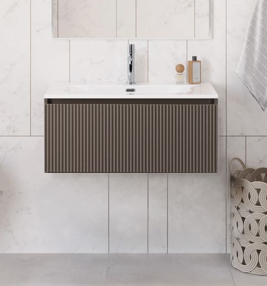 купить Тумба с раковиной подвесная BelBagno UNO-800-1C-SO-СO Бежевый матовый, раковина белая BB-8099-80 