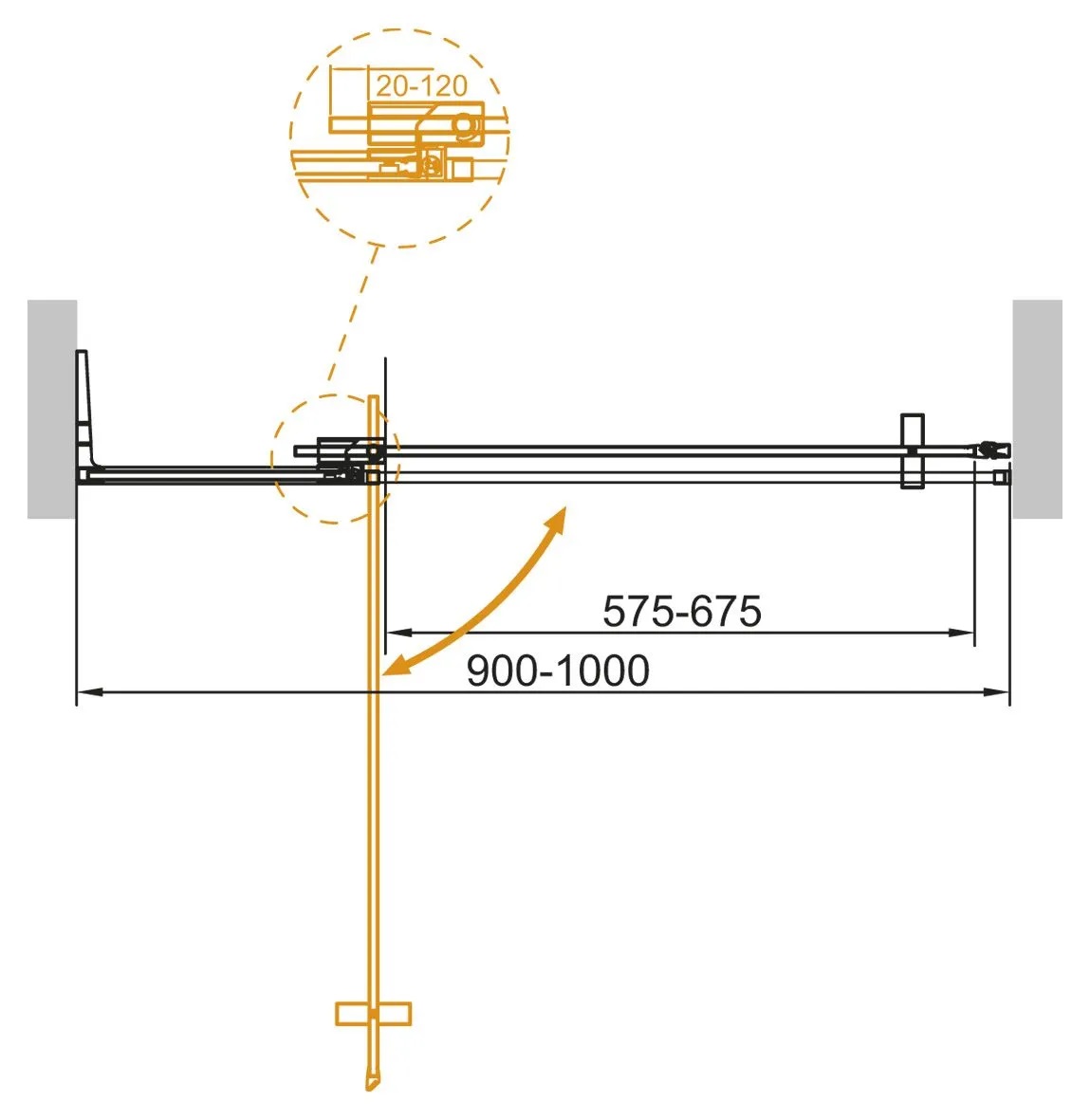 Дверь в проём Cezares SLIDER-B-1-90/100-GRIGIO-Cr