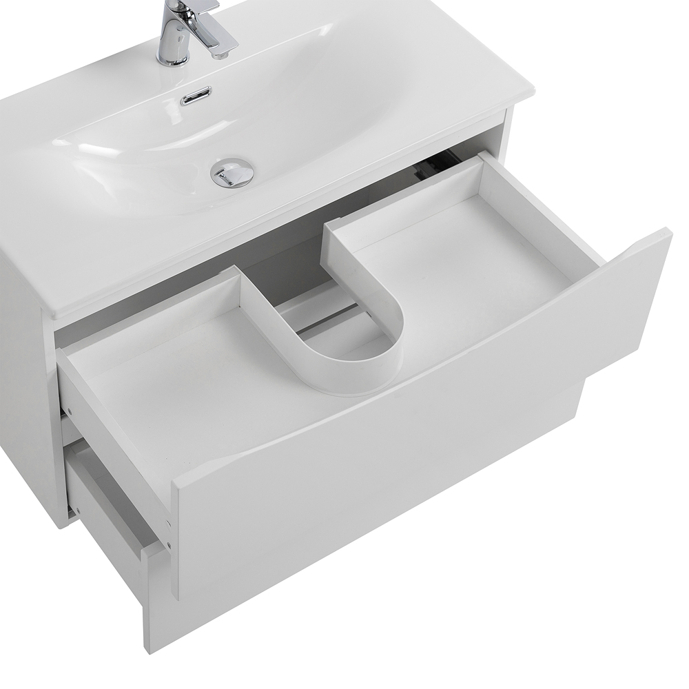Тумба с раковиной подвесная BelBagno MARINO-CER-MINI-800-2C-SO-BO-P Bianco Opaco, раковина белая BB-8099-3-80