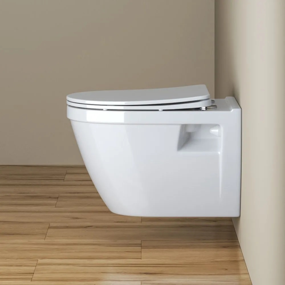 Унитаз подвесной безободковый c сиденьем BelBagno LOTO BB070CHR/SC