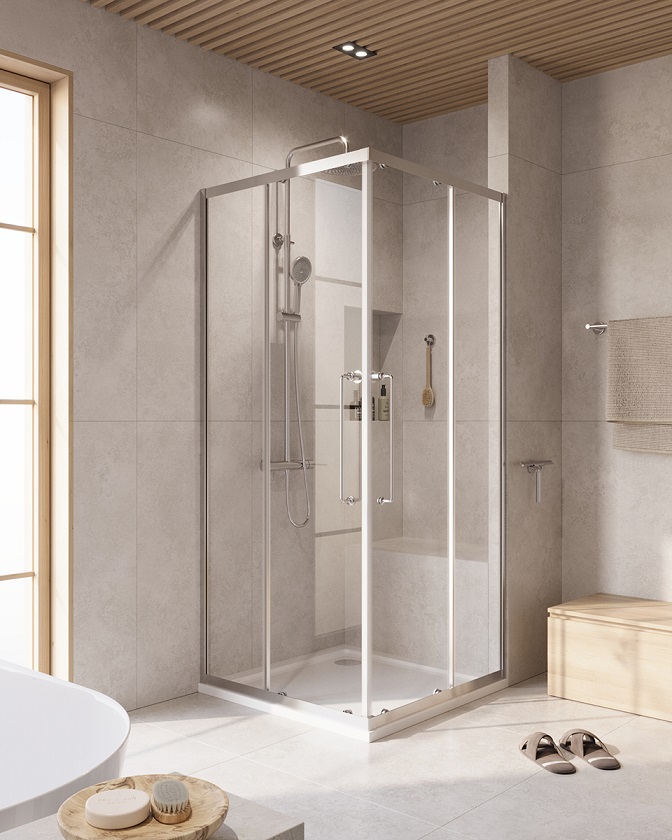 купить Душевой уголок Cezares RELAX-304-A-2-100-C-CR, 100х100х200, профиль хром, стекло прозрачное 