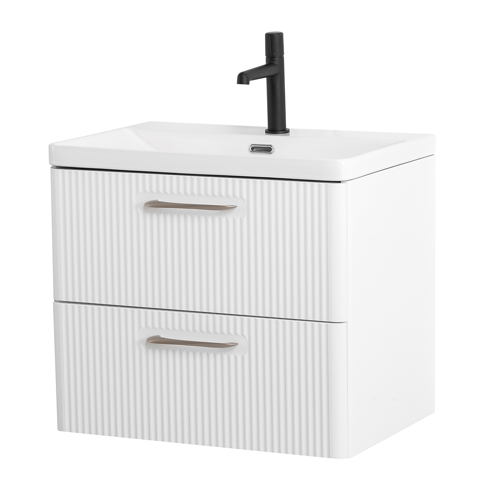 Подвесная тумба с раковиной Belbagno DUE 50 см Bincao Lucido DUE-500-2C-SO-BL-P + BB-8076-3-50