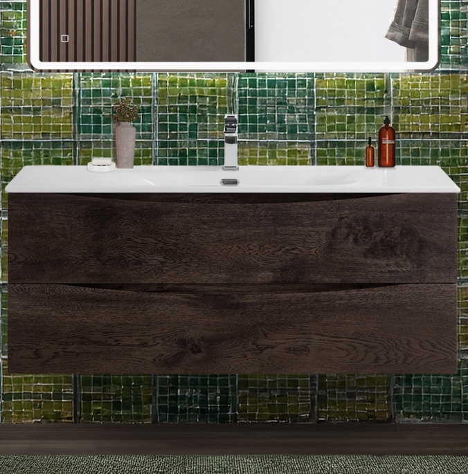 купить Тумба с раковиной подвесная BelBagno MARINO-CER-N-1200-2C-SO-RNG-P Rovere Nature Grigio, раковина белая BB-8099-120 