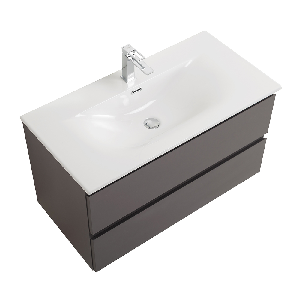 Тумба с раковиной подвесная BelBagno KRAFT-1000-2C-SO-GSO Темно-Серый матовый, раковина белая BB-8099-100