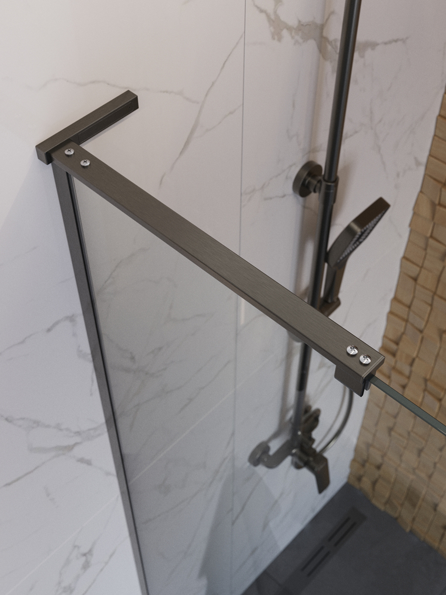 Душевая перегородка BelBagno UNO-L-1-TB-90-C-GM профиль оружейная сталь, стекло прозрачное