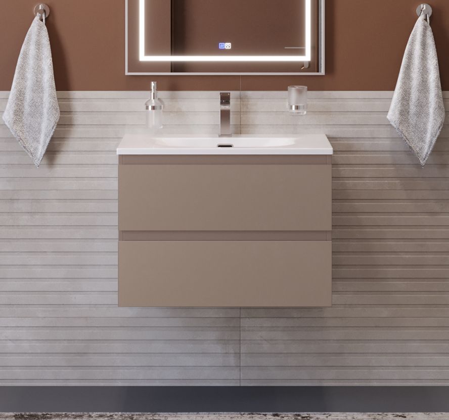 купить Тумба с раковиной подвесная BelBagno KRAFT-700-2C-SO-CO Бежевый матовый, раковина белая BB-8099-70 
