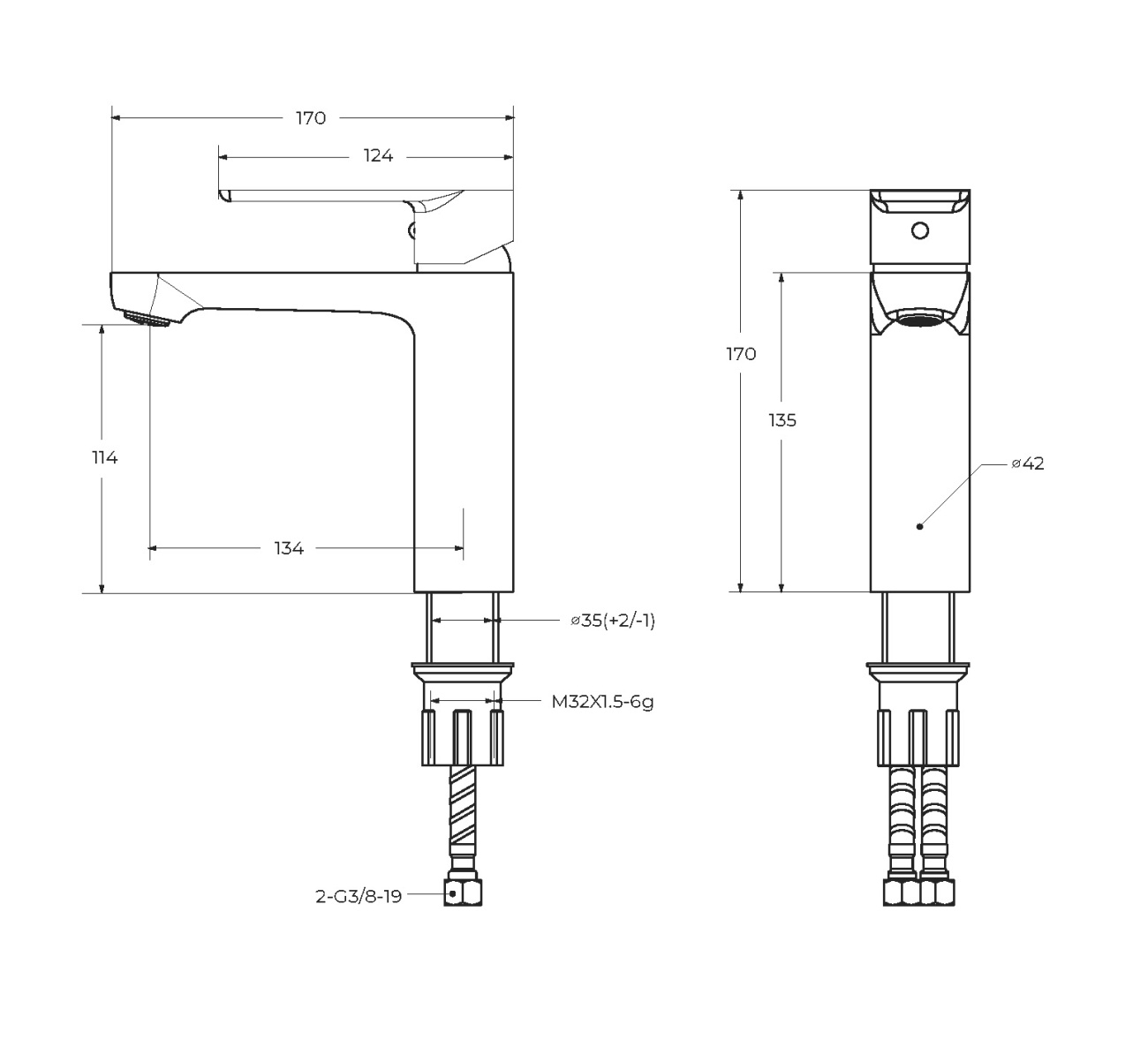 Смеситель для раковины CEZARES STYLUS-LS-IN с донным клапаном