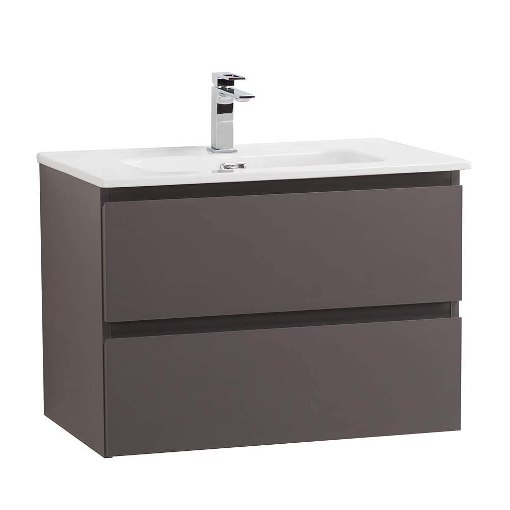 Тумба с раковиной подвесная BelBagno KRAFT-600-2C-SO-GSO Темно-Серый матовый, раковина белая BB600ETL