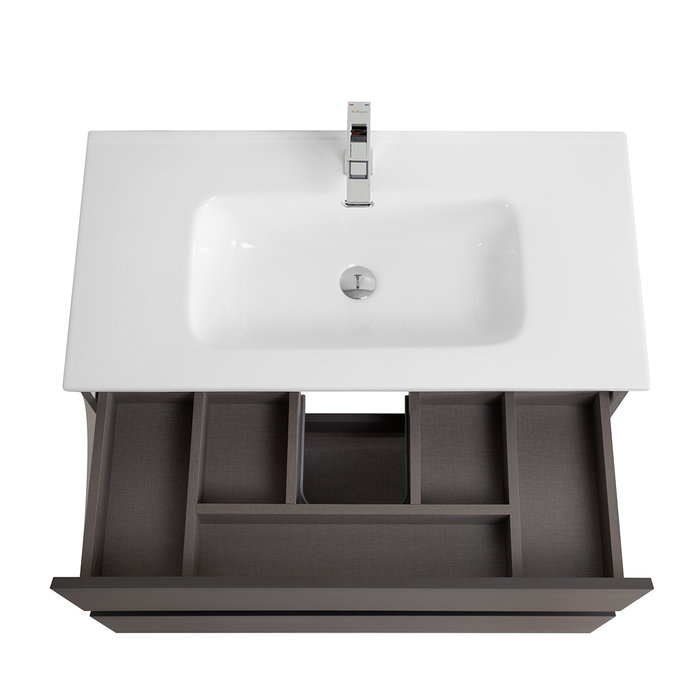 Тумба с раковиной подвесная BelBagno KRAFT-900-2C-SO-GSO Темно-Серый матовый, раковина белая BB900ETL