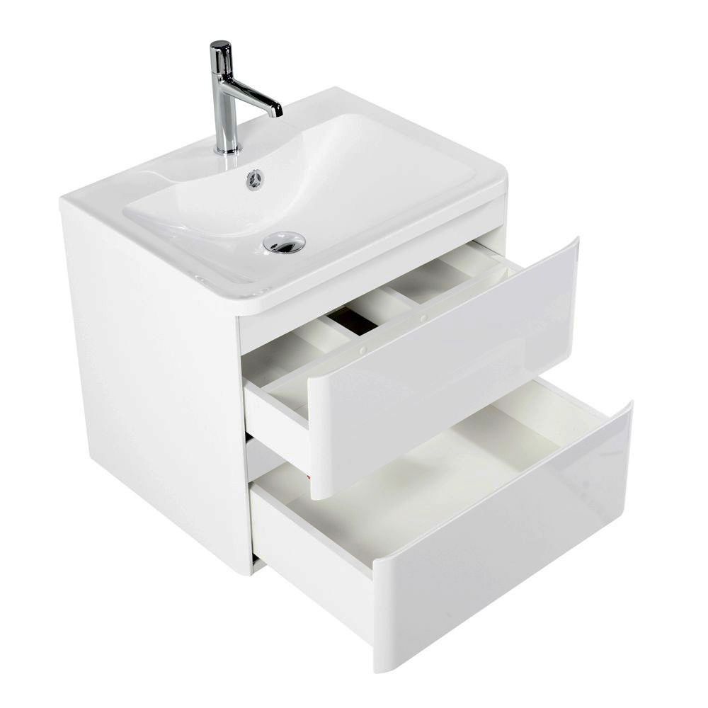 Тумба подвесная с раковиной BelBagno ALBANO-600-2C-SO-BL Bianco Lucido, раковина BB600/455-LV-MR-ALR
