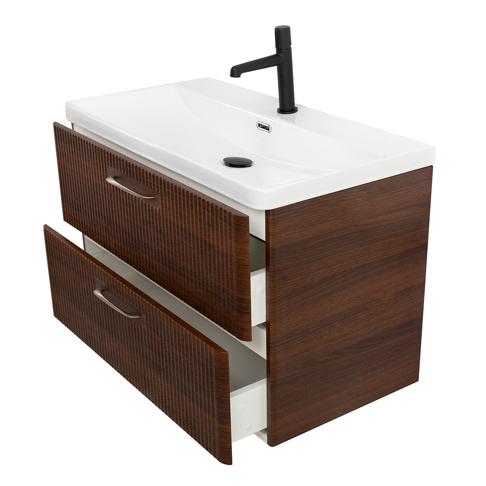 Подвесная тумба с раковиной Belbagno DUE, 80 см Noce DUE-800-2C-SO-NOCE-P + BB-8076-3-80