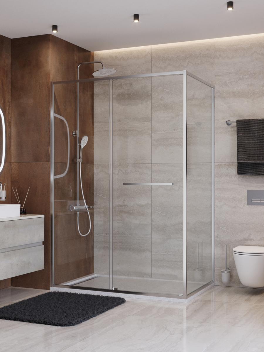 купить Душевой уголок Cezares LUX-AH-FS-11-140/90-C-CR, 140х90х195, профиль хром, стекло прозрачное 